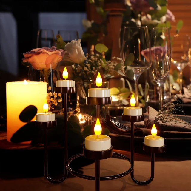 Alt view image 6 of 7 - Rechargeable Tea Lights with Remote, 6pcs LED Electric Flameless Flickering Candles with Timer & USB Cable for Home Lantern Table Party Bedroom Holiday Decorations, No Battery Needed