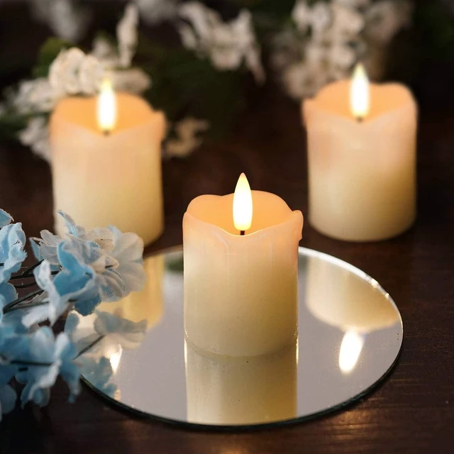 Alt view image 4 of 7 - 2"x2" Real Wax Flameless LED Votive Candles, 6H Timer, 6 Pack | 400+ Hrs battery life, warm white glow, realistic flickering flame, auto 6H on/18H off cycle timer, for wedding & party decor