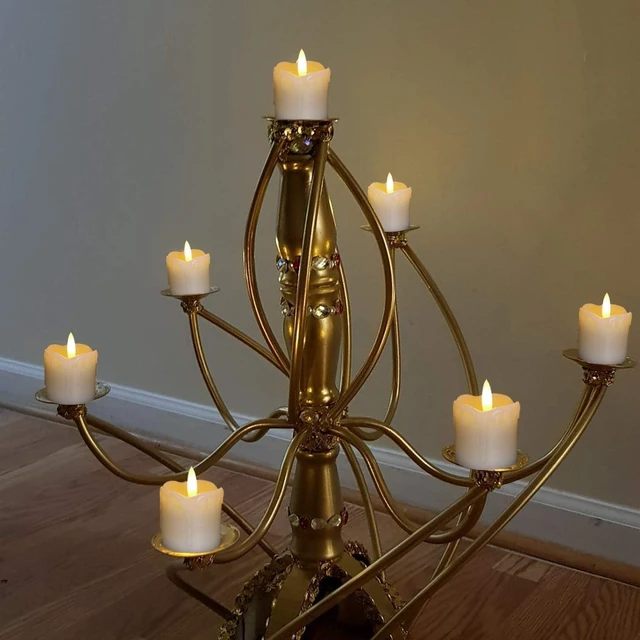 Alt view image 7 of 7 - 2"x2" Real Wax Flameless LED Votive Candles, 6H Timer, 6 Pack | 400+ Hrs battery life, warm white glow, realistic flickering flame, auto 6H on/18H off cycle timer, for wedding & party decor