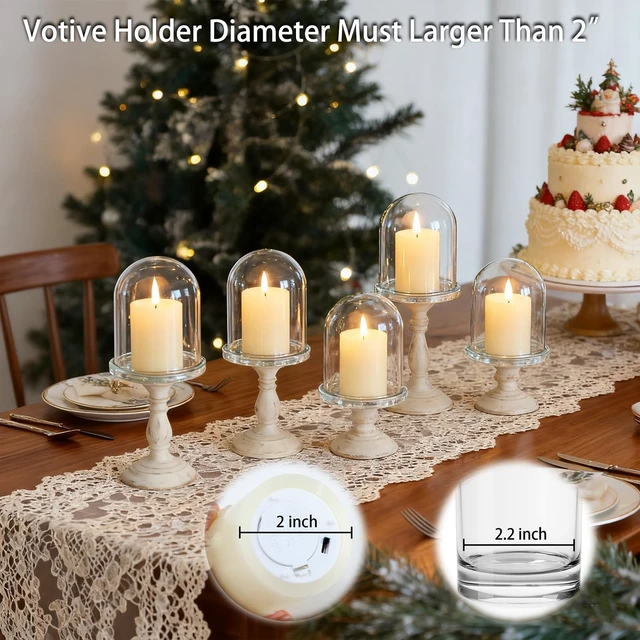 Alt view image 3 of 7 - Flameless Votive Candles Battery Operated with Remote and Timer, Pack of 6 (D:2" X H:3") LED Ivory White Long Lasting Flickering Wax Candles with Realistic 3D Flame