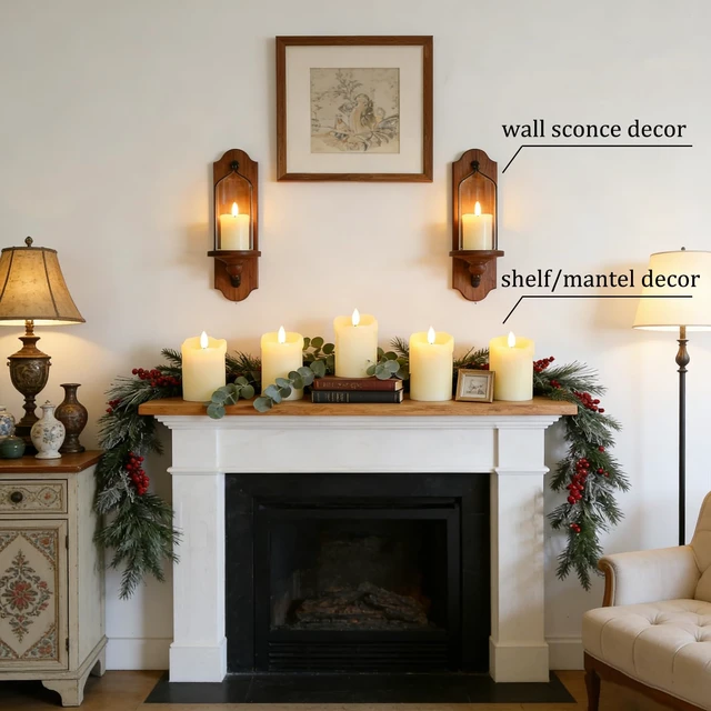 Alt view image 6 of 7 - Flameless Votive Candles Battery Operated with Remote and Timer, Pack of 6 (D:2" X H:3") LED Ivory White Long Lasting Flickering Wax Candles with Realistic 3D Flame