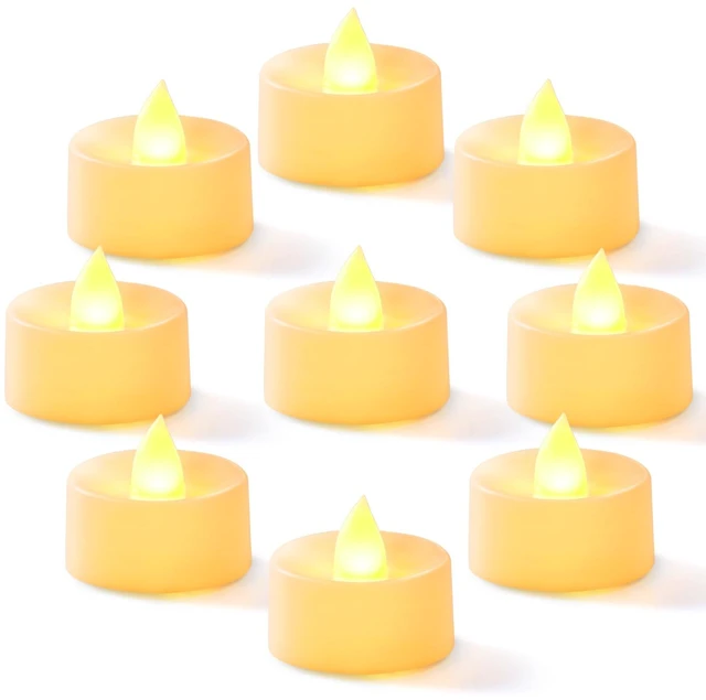 Main image of 24-Pack Flameless Tea Lights Candles Battery Operated, 200+ Hours | Flickering LED Tealights for Halloween Parties, Rustic Fall Weddings, Fireplace Mantels, Prayer Altars and Christmas Villages