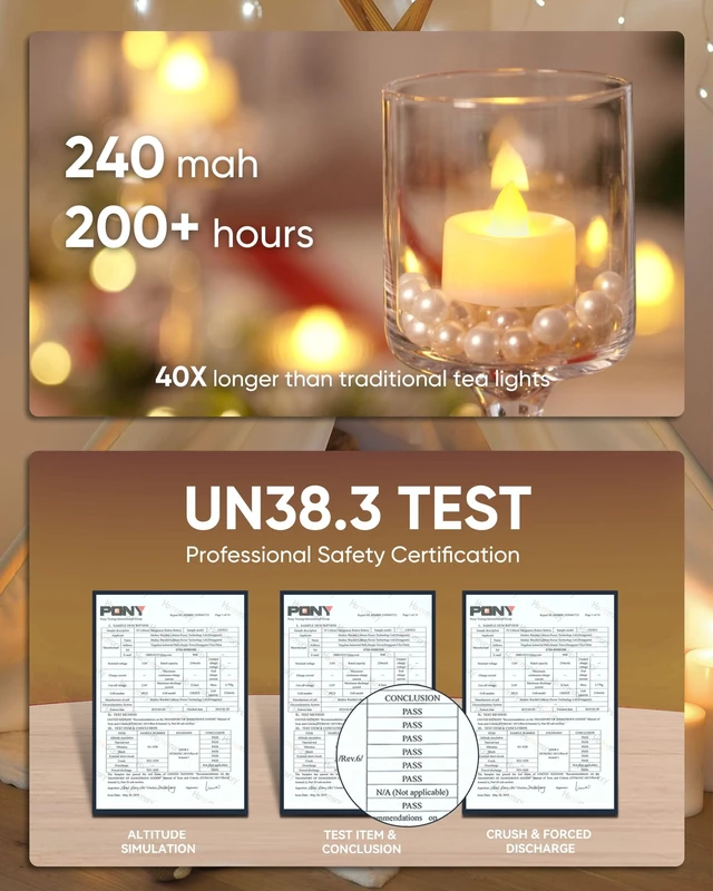 Alt view image 3 of 7 - 24-Pack Flameless Tea Lights Candles Battery Operated, 200+ Hours | Flickering LED Tealights for Halloween Parties, Rustic Fall Weddings, Fireplace Mantels, Prayer Altars and Christmas Villages
