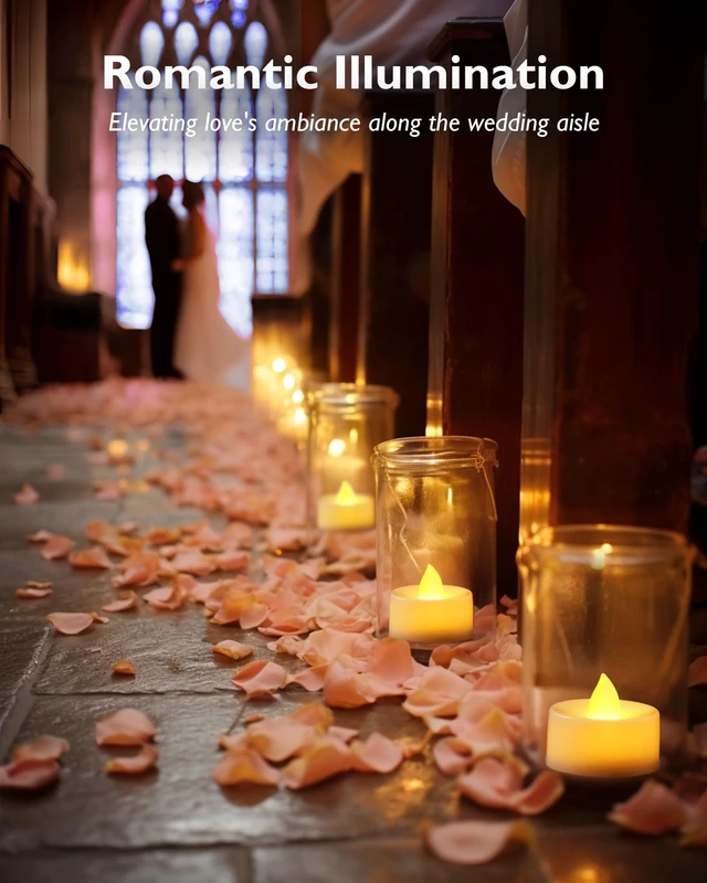 Alt view image 5 of 7 - 24-Pack Flameless Tea Lights Candles Battery Operated, 200+ Hours | Flickering LED Tealights for Halloween Parties, Rustic Fall Weddings, Fireplace Mantels, Prayer Altars and Christmas Villages