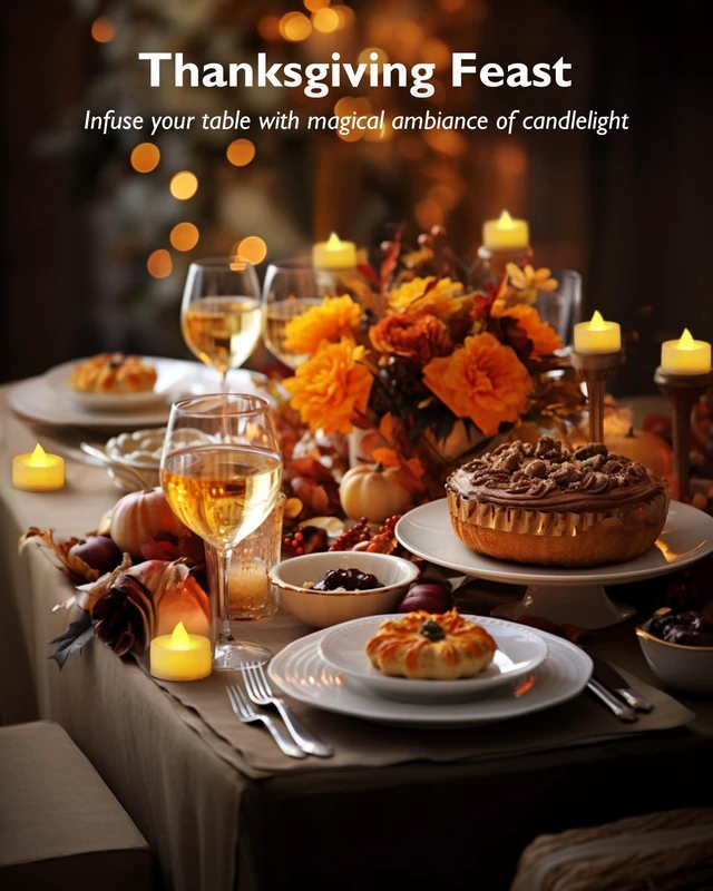 Alt view image 6 of 7 - 24-Pack Flameless Tea Lights Candles Battery Operated, 200+ Hours | Flickering LED Tealights for Halloween Parties, Rustic Fall Weddings, Fireplace Mantels, Prayer Altars and Christmas Villages