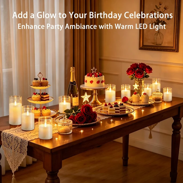 Alt view image 6 of 7 - Flameless Candles with Remote, Set of 6 LED Pillar Candles (3" D x 4" 5" 6" H), Realistic Climbing Flame Battery Powered Candles for Home Wedding Christmas (Clear Shell Ivory)