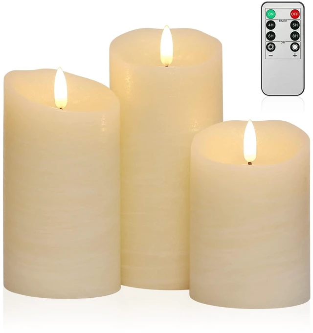 Main image of Flameless Candles with Remote, Battery Candles Flickering | Real Wax LED Fake Candles Battery Operated with Timer for Home Decor Fall Wedding Halloween Chirstmas Decoration, Set of 3