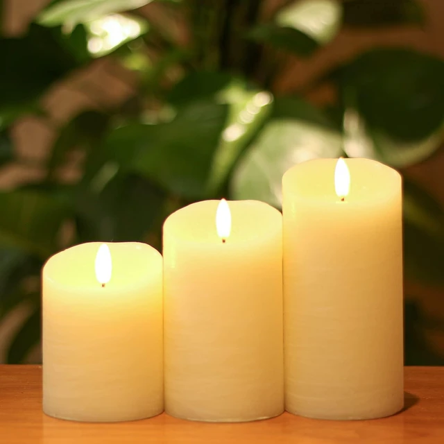 Alt view image 2 of 7 - Flameless Candles with Remote, Battery Candles Flickering | Real Wax LED Fake Candles Battery Operated with Timer for Home Decor Fall Wedding Halloween Chirstmas Decoration, Set of 3
