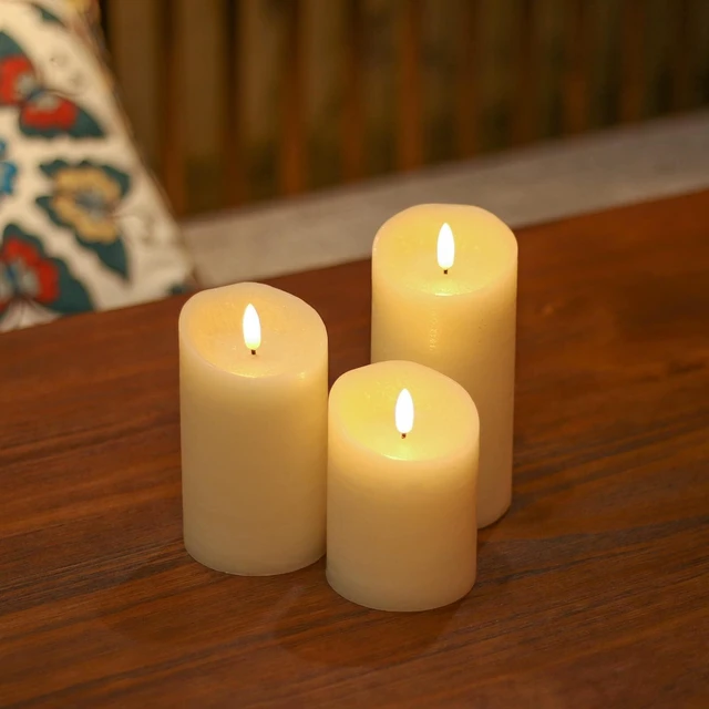 Alt view image 6 of 7 - Flameless Candles with Remote, Battery Candles Flickering | Real Wax LED Fake Candles Battery Operated with Timer for Home Decor Fall Wedding Halloween Chirstmas Decoration, Set of 3