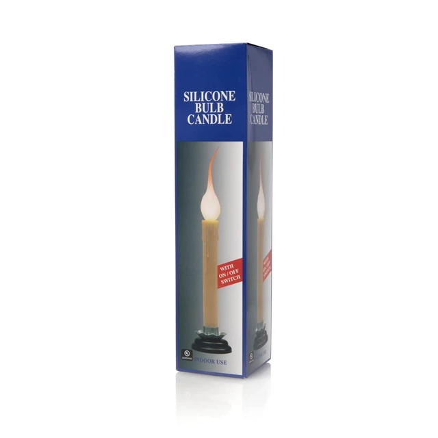 Alt view image 2 of 6 - 7 Inch Electric Rustic Country Candle Lamp with On/Off Switch, 5 Foot Ivory Cord, Metal Base and 5W Silicone Bulb Included