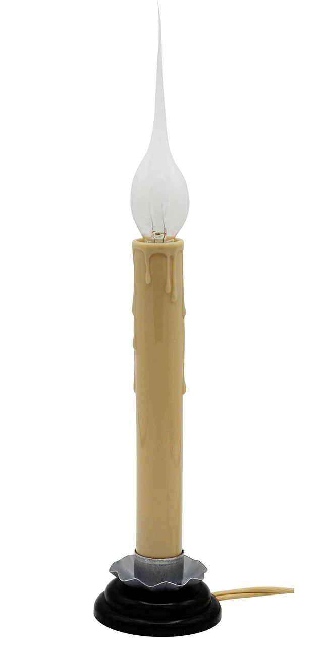 Main image of 7 Inch Electric Rustic Country Candle Lamp with On/Off Switch, 5 Foot Ivory Cord, Metal Base and 5W Silicone Bulb Included