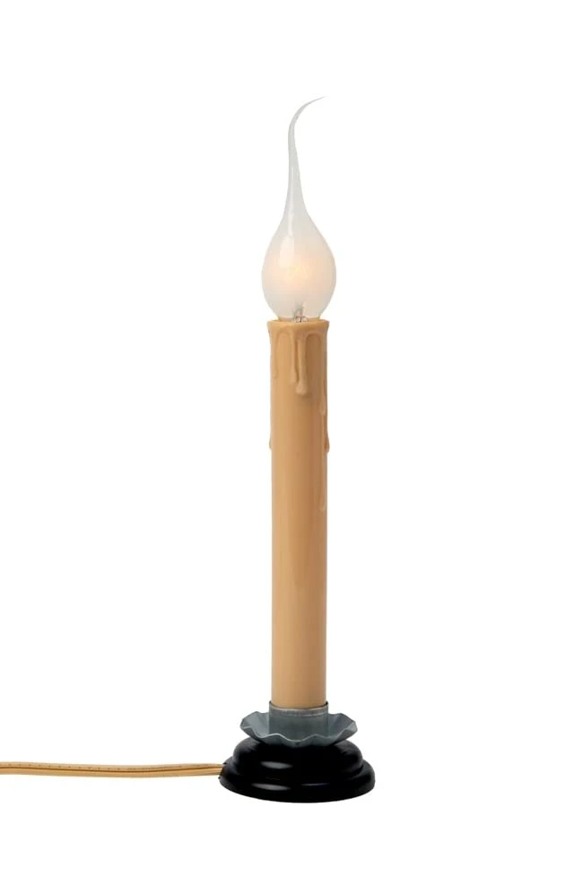 Alt view image 3 of 6 - 7 Inch Electric Rustic Country Candle Lamp with On/Off Switch, 5 Foot Ivory Cord, Metal Base and 5W Silicone Bulb Included