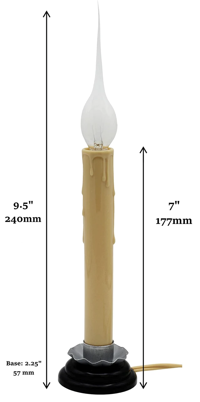 Alt view image 4 of 6 - 7 Inch Electric Rustic Country Candle Lamp with On/Off Switch, 5 Foot Ivory Cord, Metal Base and 5W Silicone Bulb Included