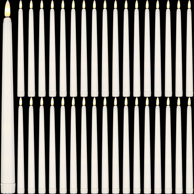 Main image of 36 Pcs Flameless Taper Candles Battery Operated,Ivory | 11" Tapered LED Lights for Window Candle Holders, Flameless Decor for Birthday Wedding Church Party Celebrations