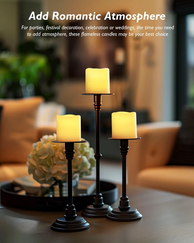 Alt view image 4 of 6 - 12 Pack Flameless LED Votive Tealight Candles with Timer Remote | 2/4/6/8h timer remote included, 400hr CR2450 battery, warm white flicker glow, flicker/steady mode, for Hard to Reach Spots