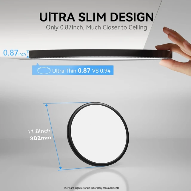 Alt view image 4 of 7 - 6Pack 3200lm LED Flush Mount Ceiling Light, Super Slim 12 inch LED Ceiling Light, 5000K LED Ceiling Light for Bedroom, Living Room, Dining Room (Black, Six Pack)