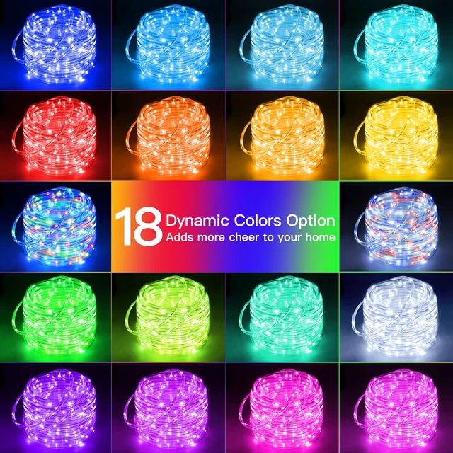 Alt view image 3 of 6 - USB Rope Lights Indoor Color Changing, 33FT 100 LED String Lights with Remote, 18 Colors Christmas Light for Indoor Bedroom Party Wedding Holiday Decorations