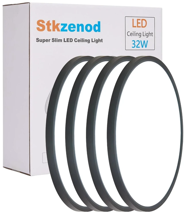 Main image of 4PK 15.8 Inch LED Flush Mount Ceiling Light Fixture, 32W,3200LM,3000K/4000K/6000K CCT Selectable,0.67 inch Super Slim LED Ceiling Light for Bedroom,Hallway,Kitchen,Black