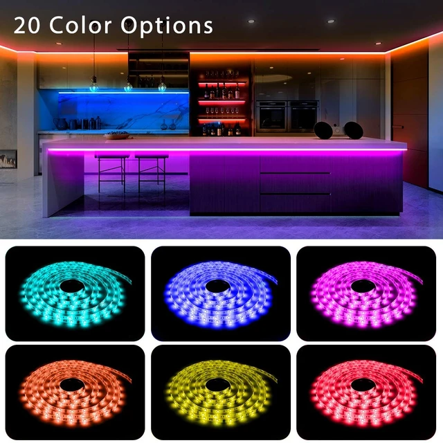 Alt view image 2 of 7 - LED Lights for Bedroom 50FT, 5050 LED Strip Lights with 44 Key IR Remote Controller and 12V Power Supply for Home Decoration