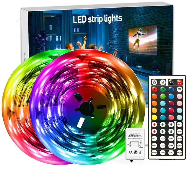 Main image of Led Strip Lights 32.8 ft RGB Color Changing Lights Strip for Bedroom, Desk, Home Decoration, with Remote and Power Supply