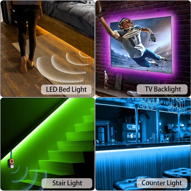 Alt view image 6 of 6 - Motion Sensor LED Light Strip 19.68ft Under Bed Lights, RGB 3 Mode Motion Activated Bed Light with Music Sync and Timer, Dimmable Color Changing LED Lights Father Day Gifts