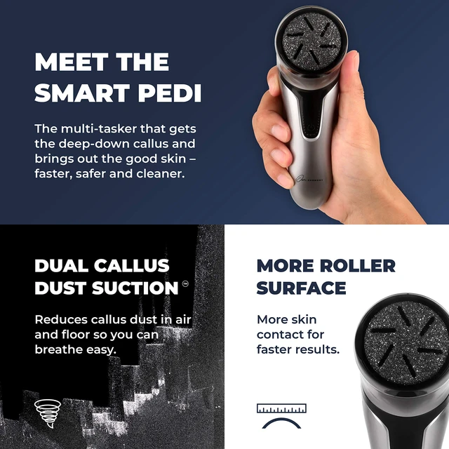 Alt view image 2 of 7 - Electric Foot Callus Remover with Vacuum - Professional Pedicure Tools Kit for Powerful Pedi Feet Care Vac, Electronic Foot File CR2100, Best for Hard, Dry, Cracked, Dead Skin (3 Rollers)