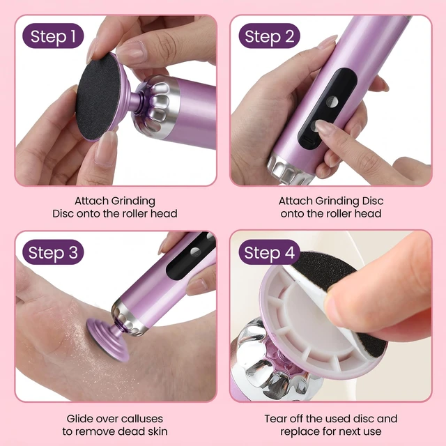 Alt view image 7 of 7 - Electric Callus Remover for Feet, Cordless Foot Sander with 5 Speeds | Upgraded 1200RPM, 3-in-1 File, LED Display, 3-Hour Battery, 50 Discs, Heel Grinder, Home Pedicure Gift for Women Men