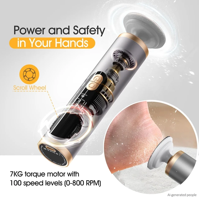 Alt view image 2 of 7 - Upgraded Electric Foot Callus Remover FSA&HSA Eligible | Stepless Adjustable Speed, Professional Pedicure Tools, 40PCS Sandpaper Discs, Heel Scraper for Cracked Heels & Dry Dead Skin