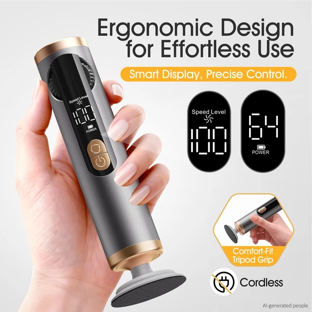 Alt view image 3 of 7 - Upgraded Electric Foot Callus Remover FSA&HSA Eligible | Stepless Adjustable Speed, Professional Pedicure Tools, 40PCS Sandpaper Discs, Heel Scraper for Cracked Heels & Dry Dead Skin