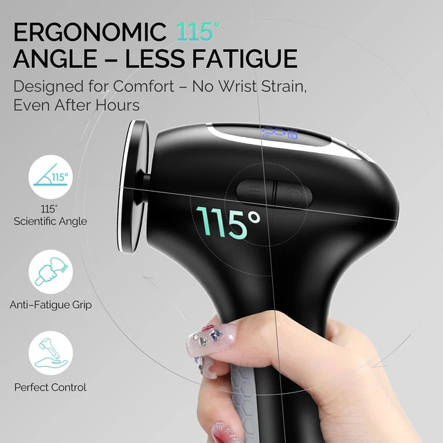 Alt view image 6 of 7 - Electric Callus Remover for Feet Powerful 8N·cm Torque Professional Pedicure Foot File, 3-Speed Settings, LCD Display, 60pcs Sandpaper Discs, Type-C Rechargeable, Ergonomic Handle