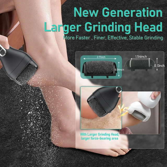 Alt view image 2 of 7 - Electric Rechargeable Callus Remover for Feet Portable Pedicure Kit | With Larger Grinding Head, Foot File Callus Remover, Waterproof Foot File for Foot Care Deadskin Remover LCD Display Black