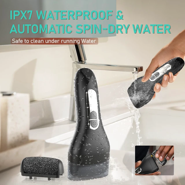 Alt view image 6 of 7 - Electric Rechargeable Callus Remover for Feet Portable Pedicure Kit | With Larger Grinding Head, Foot File Callus Remover, Waterproof Foot File for Foot Care Deadskin Remover LCD Display Black