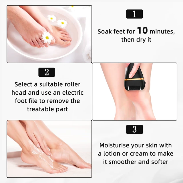Alt view image 5 of 7 - Electric Callus Remover for Feet Rechargeable Hard Skin Remover with 3 Replacement Rollers, Electric Foot Care with LED Light (Black)