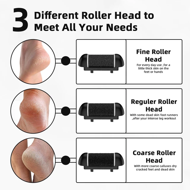 Alt view image 6 of 7 - Electric Callus Remover for Feet Rechargeable Hard Skin Remover with 3 Replacement Rollers, Electric Foot Care with LED Light (Black)