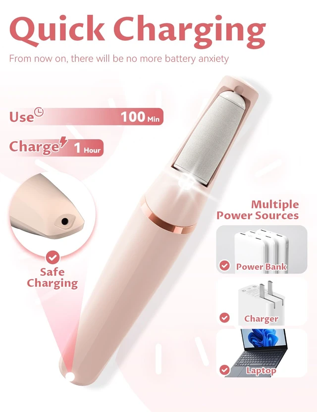 Alt view image 6 of 7 - Callus Remover, 2026 Upgraded 3rd Electric Callus Removers for Feet, Foot File Callus Remover Pedicure Tools with 2 Speeds, for Dry/Calluses/Cracked/Hard Skin - Soft Smooth Skin (Pink)