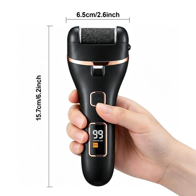 Alt view image 7 of 7 - Electric Foot Callus Remover, IPX6, Rechargeable, 3 Roller Heads, Waterproof Foot Scrubber, 15-in-1 Professional Pedicure Kit for Dead, Hard, Cracked Dry Skin (Black)