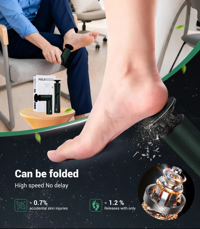 Alt view image 4 of 7 - 5-in-1 Professional Electric Callus Remover(Portable & Foldable), Removes 99.92% of Calluses in 3 Mins, Rechargeable Foot File Pedicure Kits with 10 & 40 Grit Pads for Soft Smooth Feet, Gunmetal Gray
