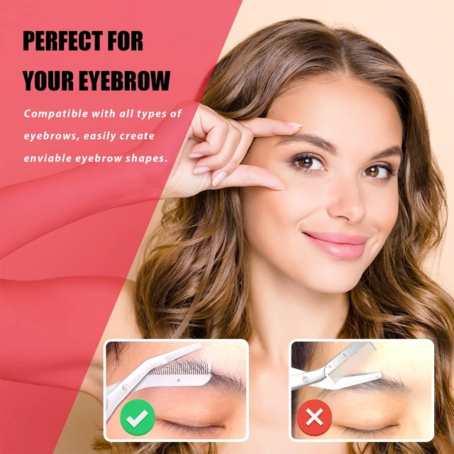 Alt view image 5 of 7 - Eyebrow Scissors with Combs For Trimming and Shaping, Powder Steel, Gray | Brow Trimmer, Gifts For Stocking Stuffers Men Women Older Father Mother Husband