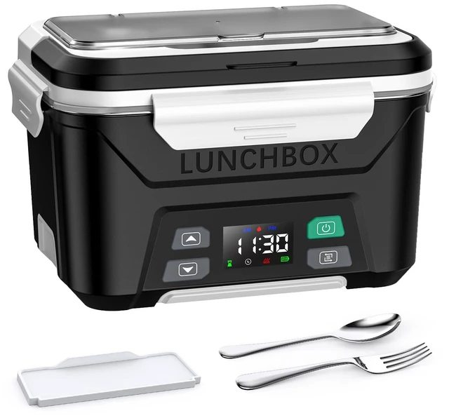 Main image of Cordless Electric Lunch Box, Heated Lunch Box for Men with Timer | Self Heating Lunch box with Automatic Heating, 5.5 Cups Portable Food Warmer with Removable Tray Divider & Insulated Bag