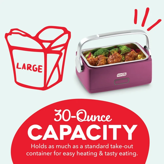 Alt view image 4 of 6 - Hot2Go Personal Food Warmer, 30 oz Electric Lunch Box, Berry | Heated Lunch Box for Adults, Portable Food Warmer with Stainless Steel Insert, Spill-Proof Lid for Work & Office