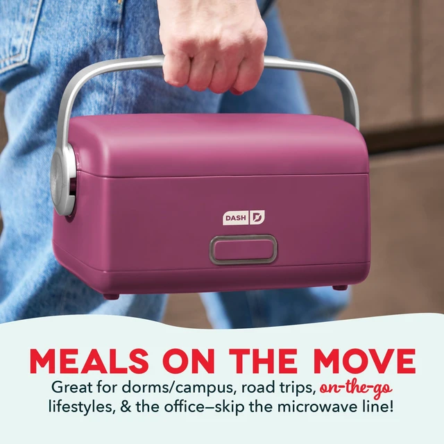 Alt view image 6 of 6 - Hot2Go Personal Food Warmer, 30 oz Electric Lunch Box, Berry | Heated Lunch Box for Adults, Portable Food Warmer with Stainless Steel Insert, Spill-Proof Lid for Work & Office