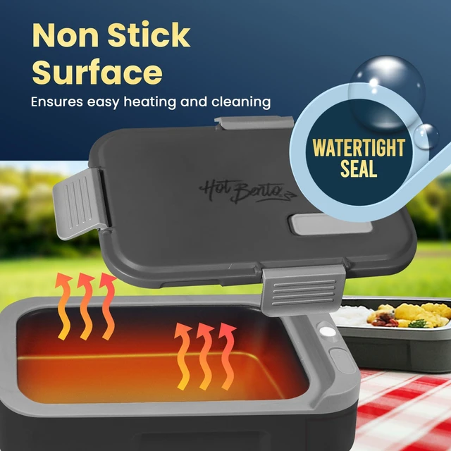 Alt view image 6 of 7 - PLUS Self-Heated Cordless Lunch Box & Food Warmer, Ebony | Removable Battery Powered, Child Safe, Portable & Compact, Ideal for Travel, Jobsite, Picnics, School & Outdoor Recreation