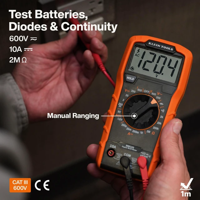 Alt view image 3 of 6 - 69149P Electrical Test Kit, 3 Piece | With Digital Multimeter, Non-Contact Voltage Tester and Electrical Outlet Tester, Leads and Batteries Included