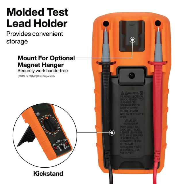 Alt view image 4 of 6 - 69149P Electrical Test Kit, 3 Piece | With Digital Multimeter, Non-Contact Voltage Tester and Electrical Outlet Tester, Leads and Batteries Included