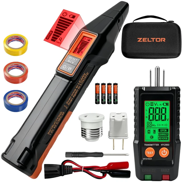 Main image of Circuit Breaker Finder with GFCI Outlet Tester | LCD Display & Flashlight,NCV Non-Contact Voltage Test, Electrical Tester, Adapters and Storage Case