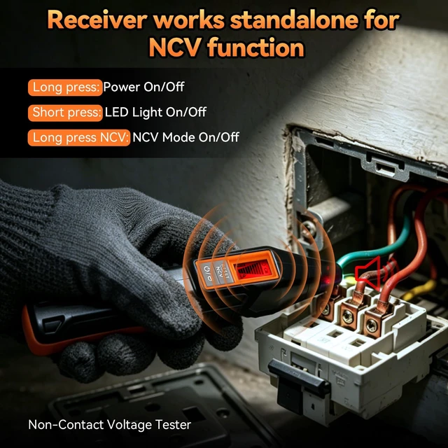 Alt view image 4 of 7 - Circuit Breaker Finder with GFCI Outlet Tester | LCD Display & Flashlight,NCV Non-Contact Voltage Test, Electrical Tester, Adapters and Storage Case