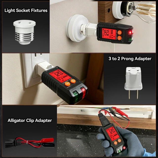 Alt view image 7 of 7 - Circuit Breaker Finder with GFCI Outlet Tester | LCD Display & Flashlight,NCV Non-Contact Voltage Test, Electrical Tester, Adapters and Storage Case