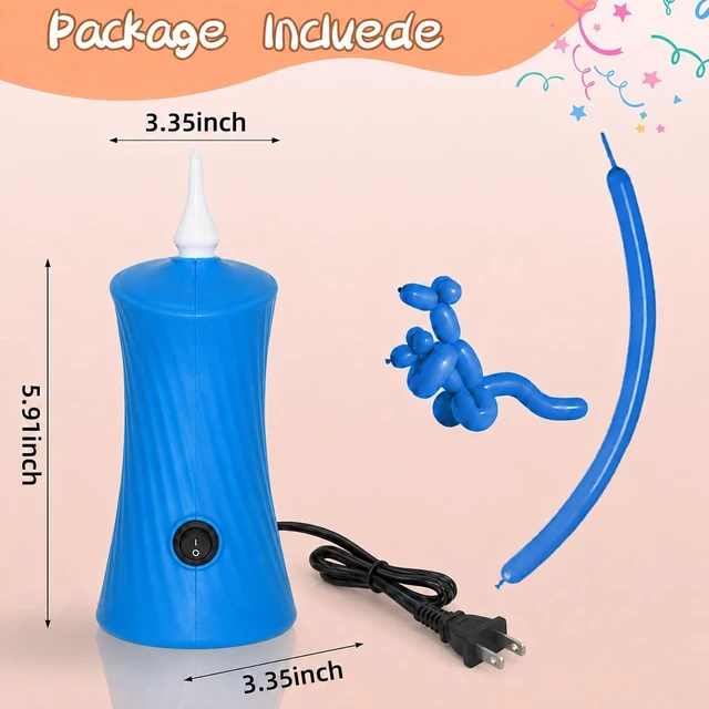 Alt view image 2 of 6 - 260 Balloon Pump Electric, Blue | Portable, Automatic Dual Nozzle Inflator, Long Animal Balloons, Birthday Gender Reveal Baby Shower, Party Decorations
