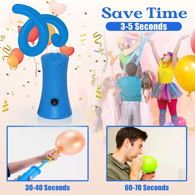 Alt view image 6 of 6 - 260 Balloon Pump Electric, Blue | Portable, Automatic Dual Nozzle Inflator, Long Animal Balloons, Birthday Gender Reveal Baby Shower, Party Decorations