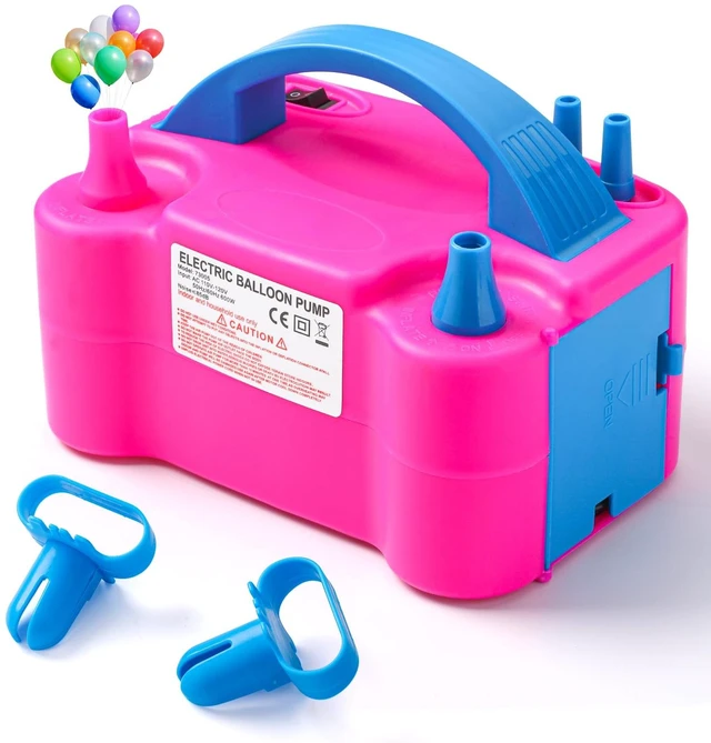Main image of Balloon Pump Electric, Portable Automatic Dual Nozzle Inflator 110V 600W with Tying Tools for Birthday Gender Reveal Baby Shower Balloons Party Decorations(Rose Red)